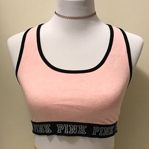Victoria's Secret PINK Racerback Bra Top Heather Light Pink Large NEW